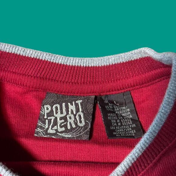 Point Zero Vintage Y2K Striped Long Sleeve Large Shirt Skate Surf Grunge Preppy - Picture 2 of 5